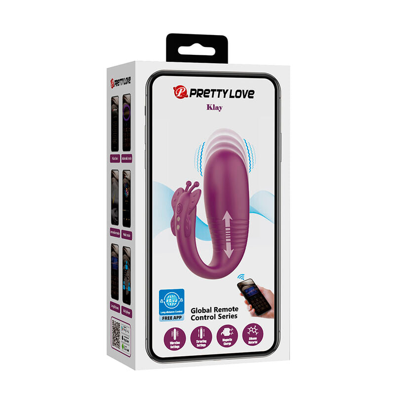 PRETTY LOVE - VIBRATORE A UOVO KLAY CON SPINTA, CONTROLLO TRAMITE APP, VIOLA
