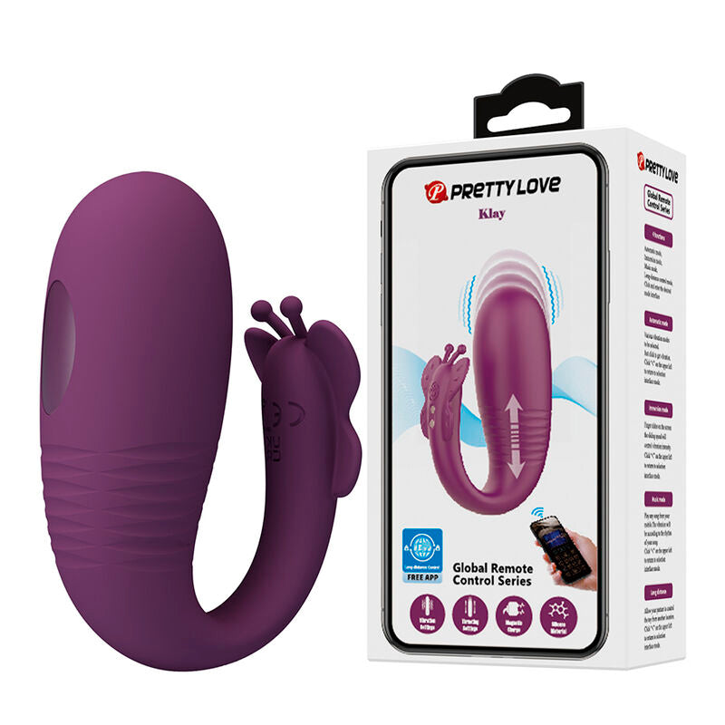 PRETTY LOVE - VIBRATORE A UOVO KLAY CON SPINTA, CONTROLLO TRAMITE APP, VIOLA