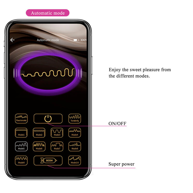 PRETTY LOVE - VIBRATORE A UOVO KLAY CON SPINTA, CONTROLLO TRAMITE APP, VIOLA