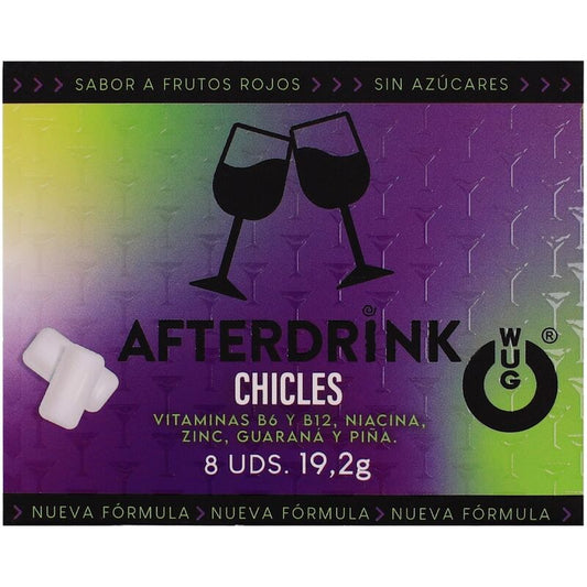 WUG After Drink – La gomma da masticare funzionale che ti aiuta a recuperare le energie dopo una serata fuori. BLISTER DA 8 PEZZI