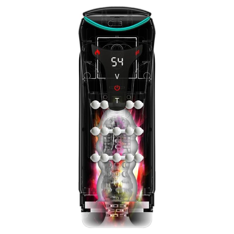 MASTURBATORE AUTOMATICO CON SPINTA, VIBRAZIONE E RISCALDAMENTO, 26,5 CM