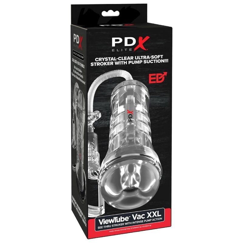 PDX ELITE - ASPIRATORE A TUBO DI VISTA XXL TRASPARENTE CON POMPA DI ASPIRAZIONE 27,3 CM