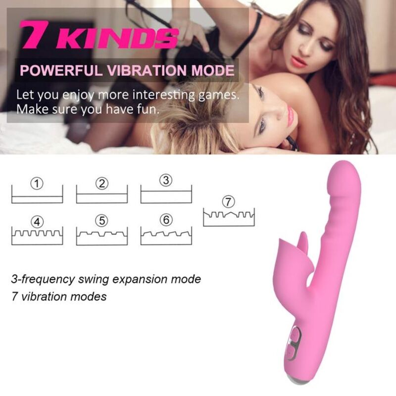 VIBRATORE RABBIT CON SPINTA E MOVIMENTO OSCILLANTE, DOPPIA STIMOLAZIONE, 13 MODALITÀ PERSONALIZZABILI