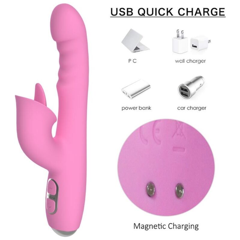 VIBRATORE RABBIT CON SPINTA E MOVIMENTO OSCILLANTE, DOPPIA STIMOLAZIONE, 13 MODALITÀ PERSONALIZZABILI