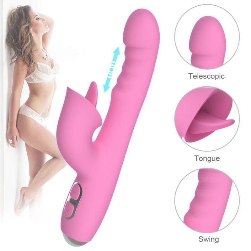 VIBRATORE RABBIT CON SPINTA E MOVIMENTO OSCILLANTE, DOPPIA STIMOLAZIONE, 13 MODALITÀ PERSONALIZZABILI