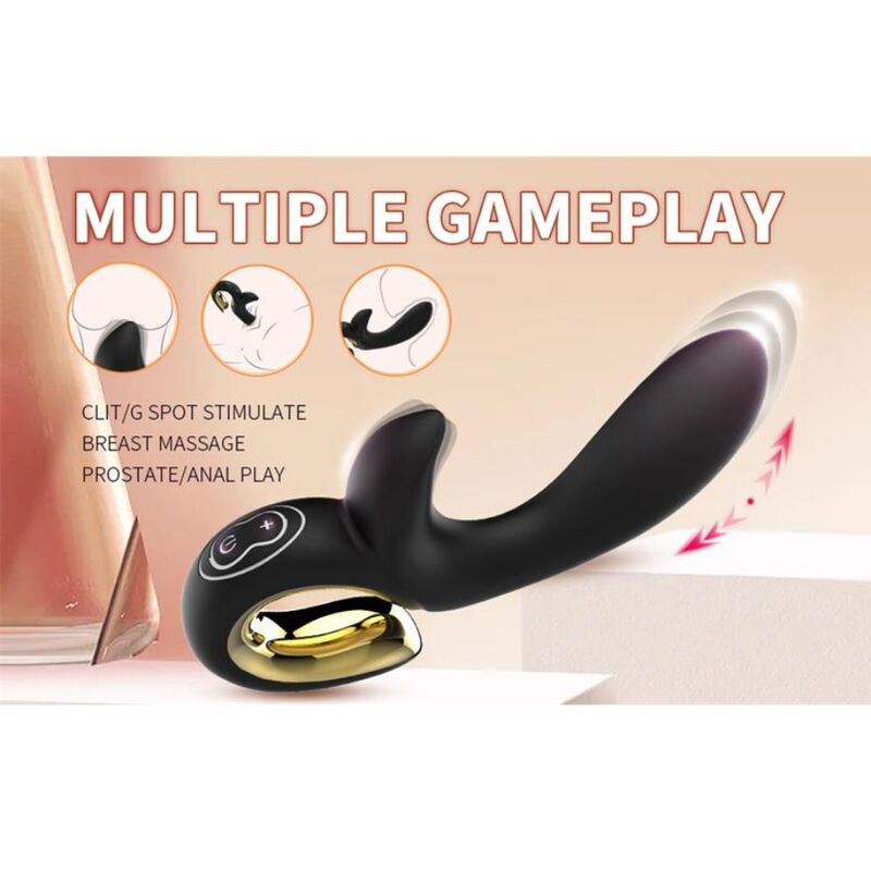 VIBRATORE RABBIT CON SPINTA, 7 MODALITÀ DUAL STIMOLAZIONE, RICARICABILE USB