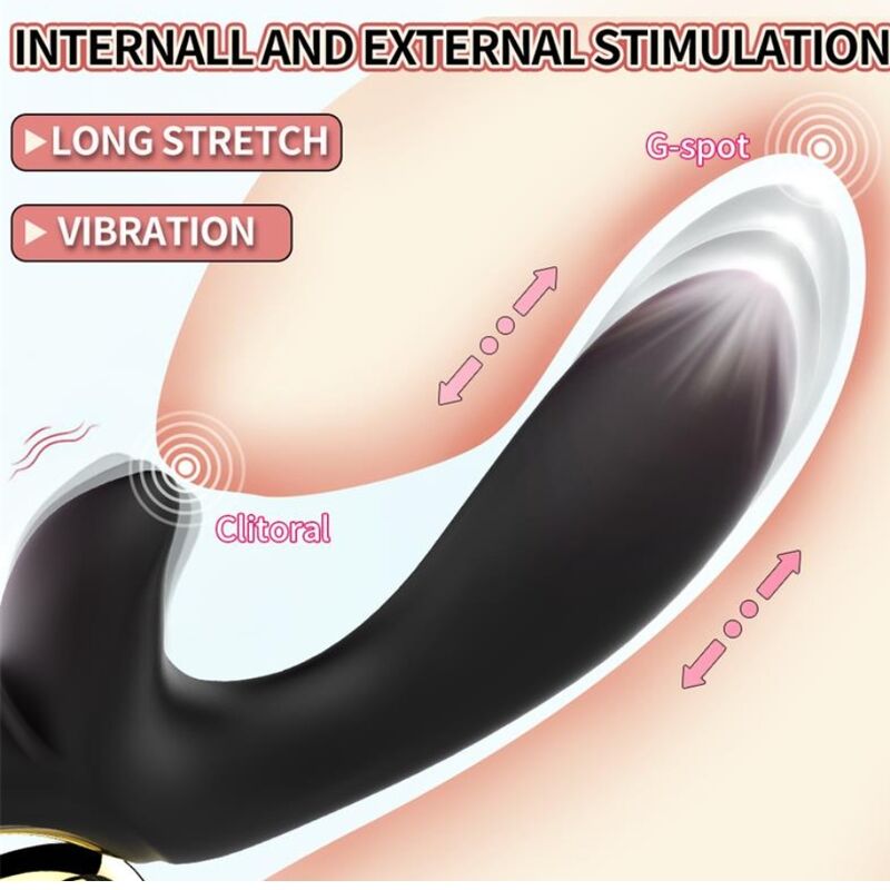 VIBRATORE RABBIT CON SPINTA, 7 MODALITÀ DUAL STIMOLAZIONE, RICARICABILE USB