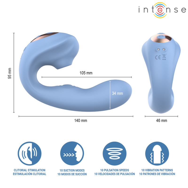 INTENSE - STIMOLATORE CLITORIDEO MULTIFUNZIONE GINA BLU