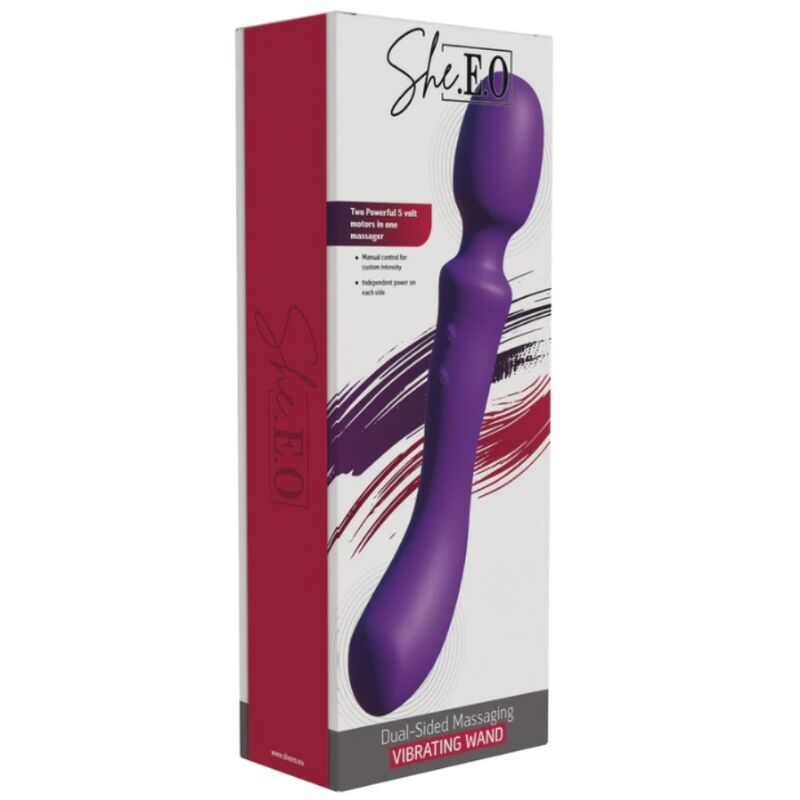SHE.E.O - BACCHETTA MASSAGGIANTE VIBRANTE A DOPPIA ESTREMITÀ VIOLA