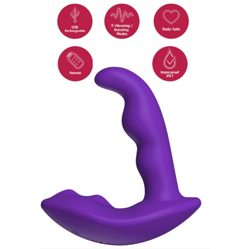 STIMOLATORE ANALE VIBRANTE ROTANTE, 5 MODALITÀ COMBINATE, TELECOMANDO WIRELESS