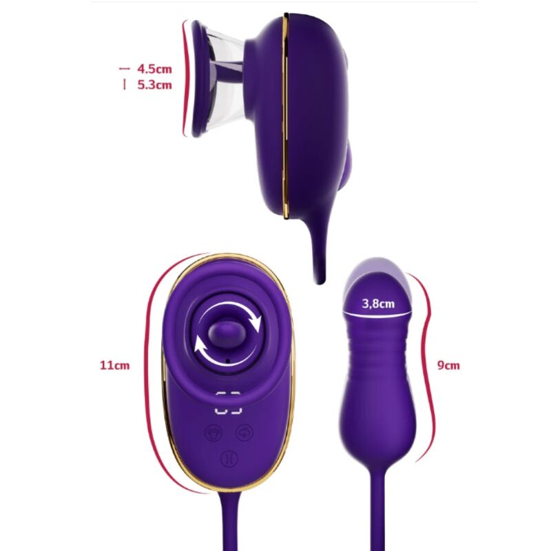 STIMOLATORE CON ASPIRAZIONE CLITORIDEA, EFFETTO LECCANTE, DOPPIA STIMOLAZIONE, SILICONE MORBIDO