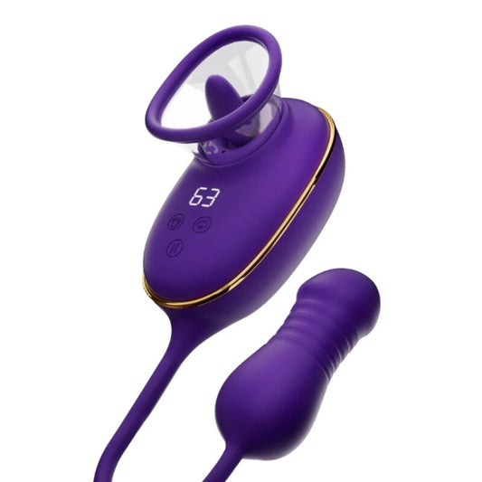 SHE.E.O - STRUMENTO DI ASPIRAZIONE CLITORIDEA CON EFFETTO LECCHIO E STIMOLATORE ANALE VIOLA