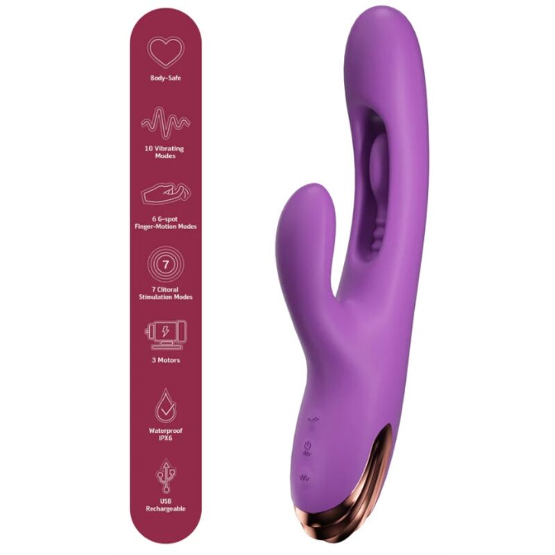SHE.E.O - VIBRATORE PER IL PUNTO G A FORMA DI CONIGLIO CON MOVIMENTO DIGITALE VIOLA