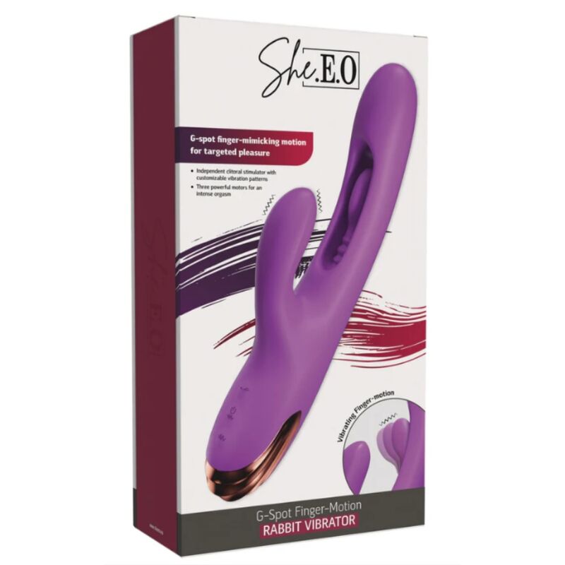 SHE.E.O - VIBRATORE PER IL PUNTO G A FORMA DI CONIGLIO CON MOVIMENTO DIGITALE VIOLA