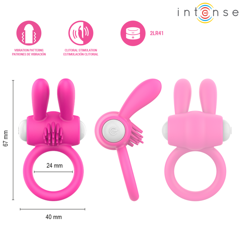 ANELLO VIBRANTE PER PENE CON STIMOLAZIONE CLITORIDEA, DESIGN CONIGLIETTO, MOLTEPLICI MODALITÀ DI VIBRAZIONE
