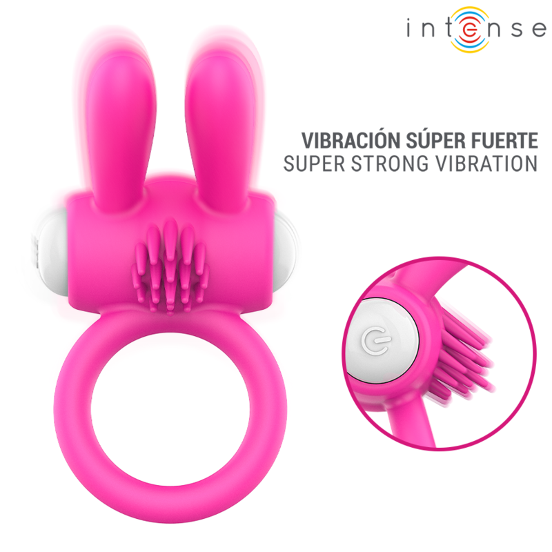 ANELLO VIBRANTE PER PENE CON STIMOLAZIONE CLITORIDEA, DESIGN CONIGLIETTO, MOLTEPLICI MODALITÀ DI VIBRAZIONE