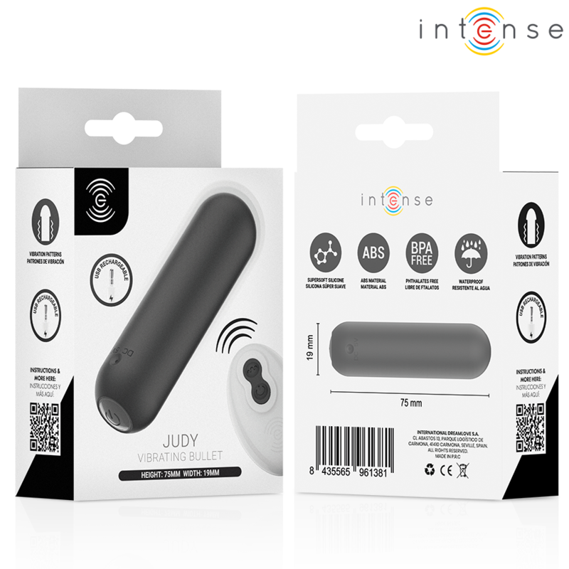 INTENSE - JUDY VIBRATORE A PROIETTILE RICARICABILE CON TELECOMANDO NERO