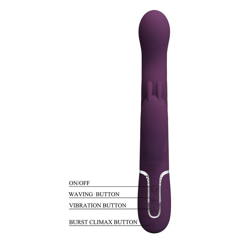 VIBRATORE RABBIT CON DOPPIA STIMOLAZIONE, 7 VIBRAZIONI E MOVIMENTO DI SPINTA, RICARICABILE USB