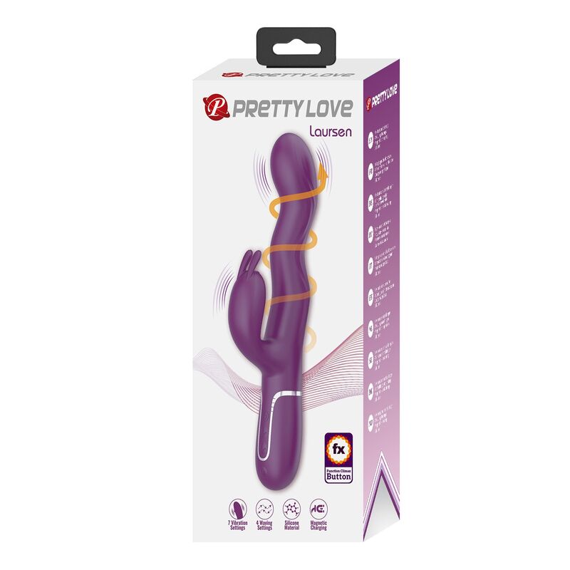 VIBRATORE RABBIT CON DOPPIA STIMOLAZIONE, 7 VIBRAZIONI E MOVIMENTO DI SPINTA, RICARICABILE USB