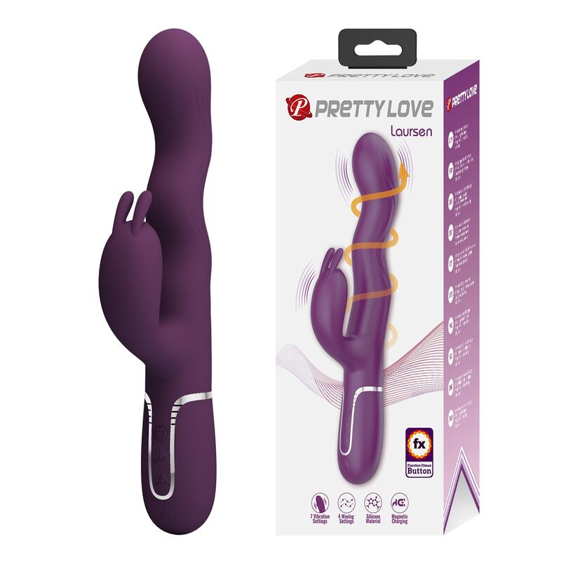 VIBRATORE RABBIT CON DOPPIA STIMOLAZIONE, 7 VIBRAZIONI E MOVIMENTO DI SPINTA, RICARICABILE USB