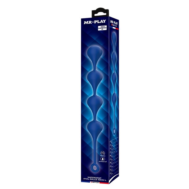 MR PLAY - PERLE ANALI IN SILICONE BLU TAGLIA L 42,6 CM