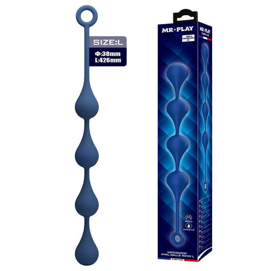 PERLE ANALI IN SILICONE BLU, STIMOLAZIONE PROGRESSIVA, ANELLO DI ESTRAZIONE SICURO