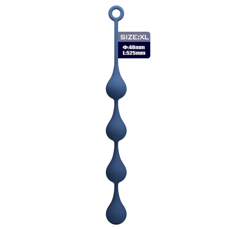 MR PLAY - PERLE ANALI IN SILICONE BLU TAGLIA XL 52,5 CM