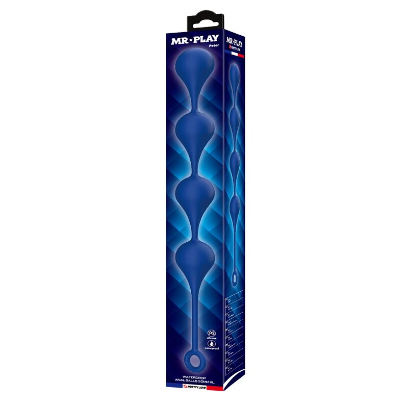 MR PLAY - PERLE ANALI IN SILICONE BLU TAGLIA XL 52,5 CM