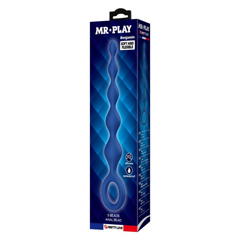 MR PLAY - PERLE ANAL IN SILICONE BLU E PLUG ANAL 20,4 CM