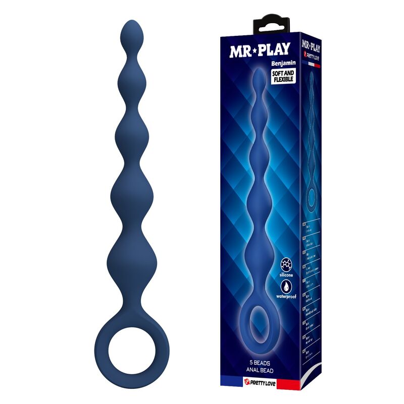 MR PLAY - PERLE ANAL IN SILICONE BLU E PLUG ANAL 20,4 CM