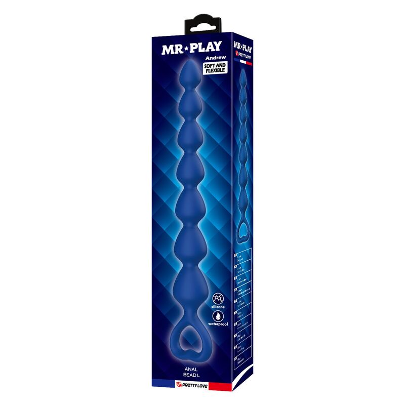 MR PLAY - PERLE ANALALI IN SILICONE BLU E PLUG ANAL 26,7 CM