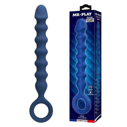 PERLE ANALI IN SILICONE BLU, PLUG ANALE STIMOLANTE, DESIGN TESTURIZZATO
