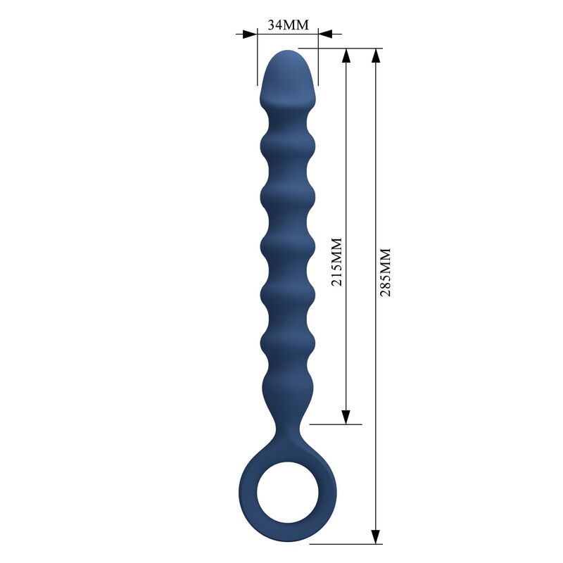 MR PLAY - PERLE ANAL IN SILICONE BLU E PLUG ANAL -Ø- 3,4 CM - 28,5 CM