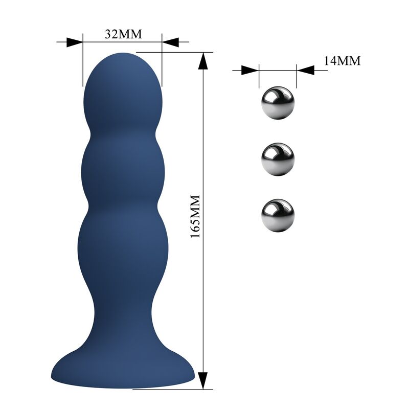 MR PLAY - PLUG ANALE CON SFERE METALLICHE E VENTOSA BLU