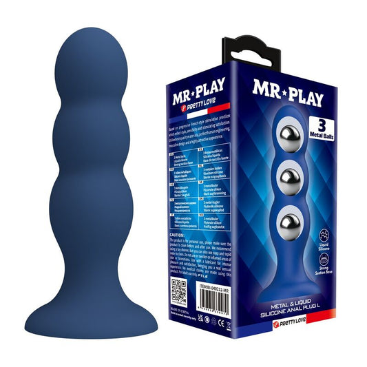 PLUG ANALE CON SFERE METALLICHE, VENTOSA SALDA, SILICONE PREMIUM