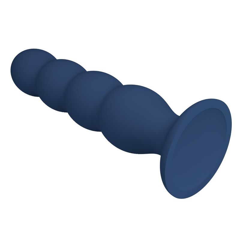 MR PLAY - PLUG ANALE CON 4 SFERE METALLICHE E VENTOSA BLU