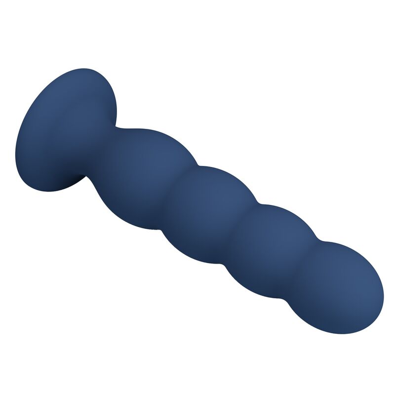 MR PLAY - PLUG ANALE CON 4 SFERE METALLICHE E VENTOSA BLU