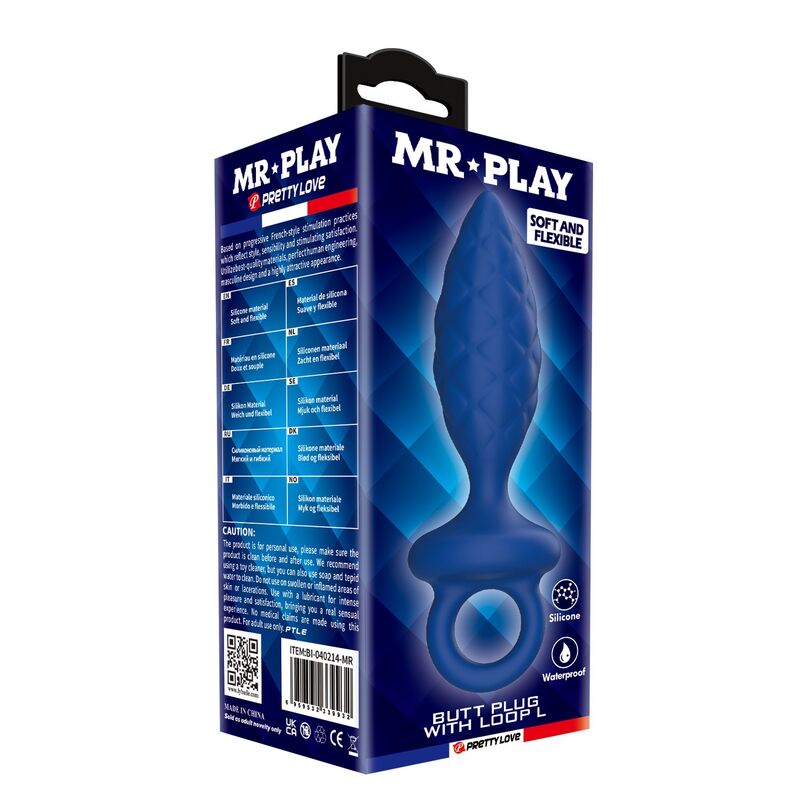 MR PLAY - PLUG ANALE TESTURIZZATO CON ANELLO BLU L