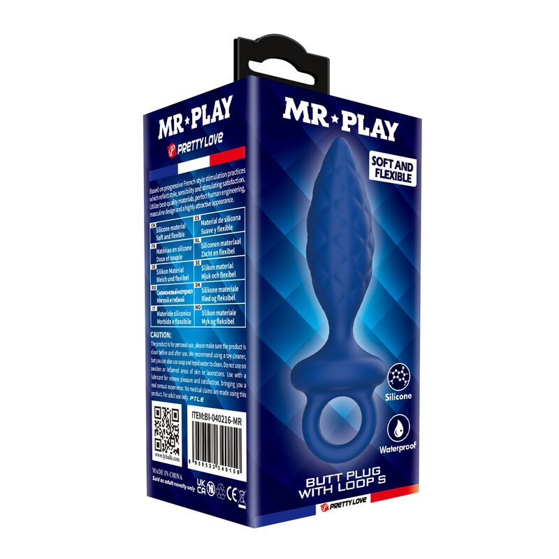 MR PLAY - PLUG ANALE TESTURIZZATO CON ANELLO BLU S