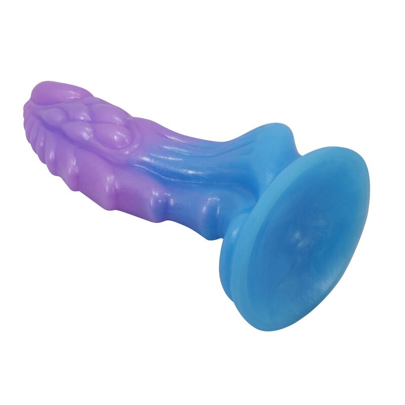 DILDO REALISTICO, VENTOSA POTENTE, SILICONE PREMIUM BLU E VIOLA