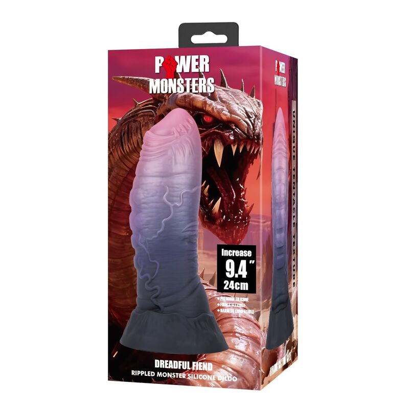 DILDO FANTASY BICOLORE, DESIGN TESTURIZZATO, BASE A VENTOSA