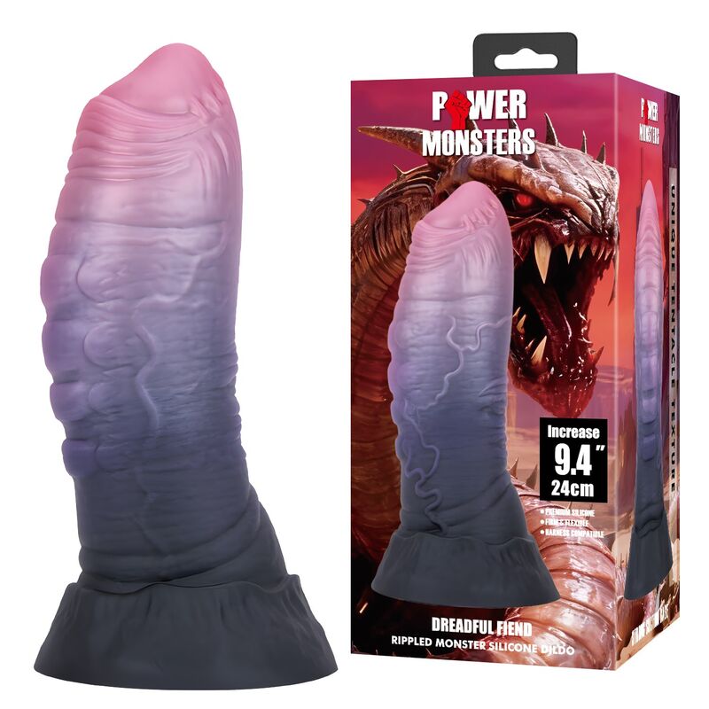 DILDO FANTASY BICOLORE, DESIGN TESTURIZZATO, BASE A VENTOSA