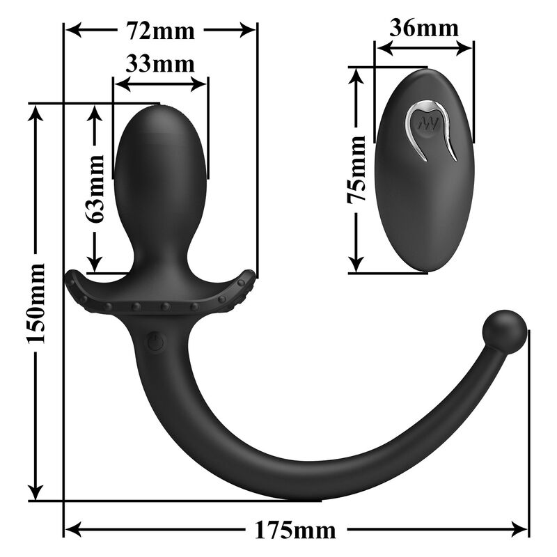 MR PLAY - VIBRATORE ANALE E PERINEO CON TELECOMANDO WIRELESS, NERO