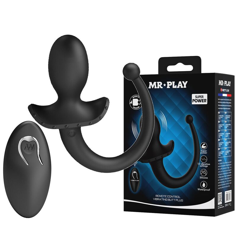MR PLAY - VIBRATORE ANALE E PERINEO CON TELECOMANDO WIRELESS, NERO