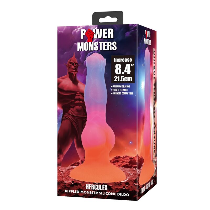 DILDO FANTASY HERCULES, SILICONE PREMIUM, BASE A VENTOSA