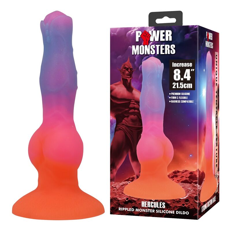 DILDO FANTASY HERCULES, SILICONE PREMIUM, BASE A VENTOSA