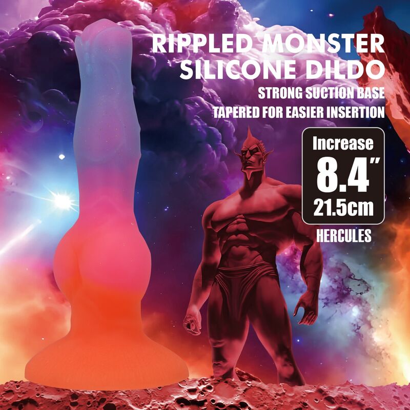 DILDO FANTASY HERCULES, SILICONE PREMIUM, BASE A VENTOSA