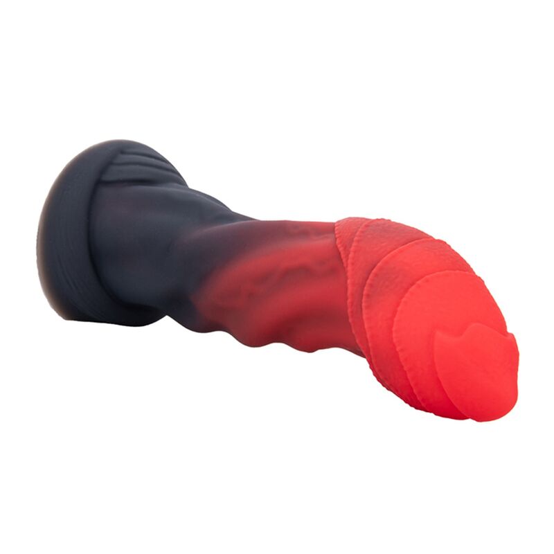 DILDO FANTASY BICOLORE, TEXTURE A SPIRALE, BASE A VENTOSA 25 CM