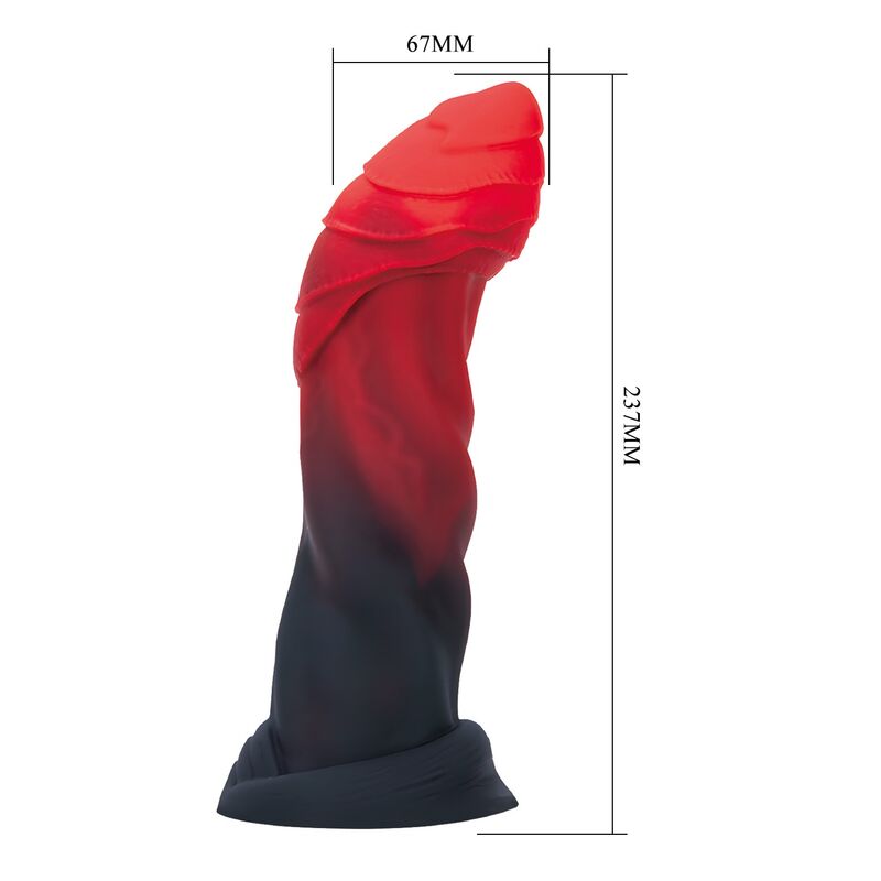DILDO FANTASY BICOLORE, TEXTURE A SPIRALE, BASE A VENTOSA 25 CM