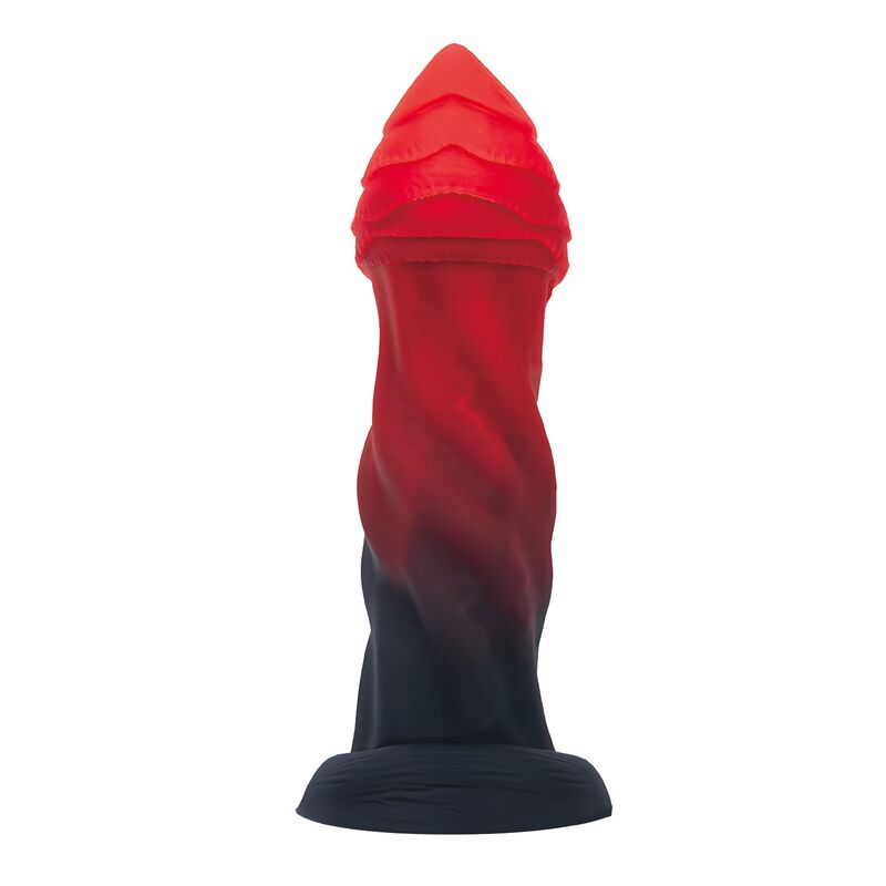 DILDO FANTASY BICOLORE, TEXTURE A SPIRALE, BASE A VENTOSA 25 CM
